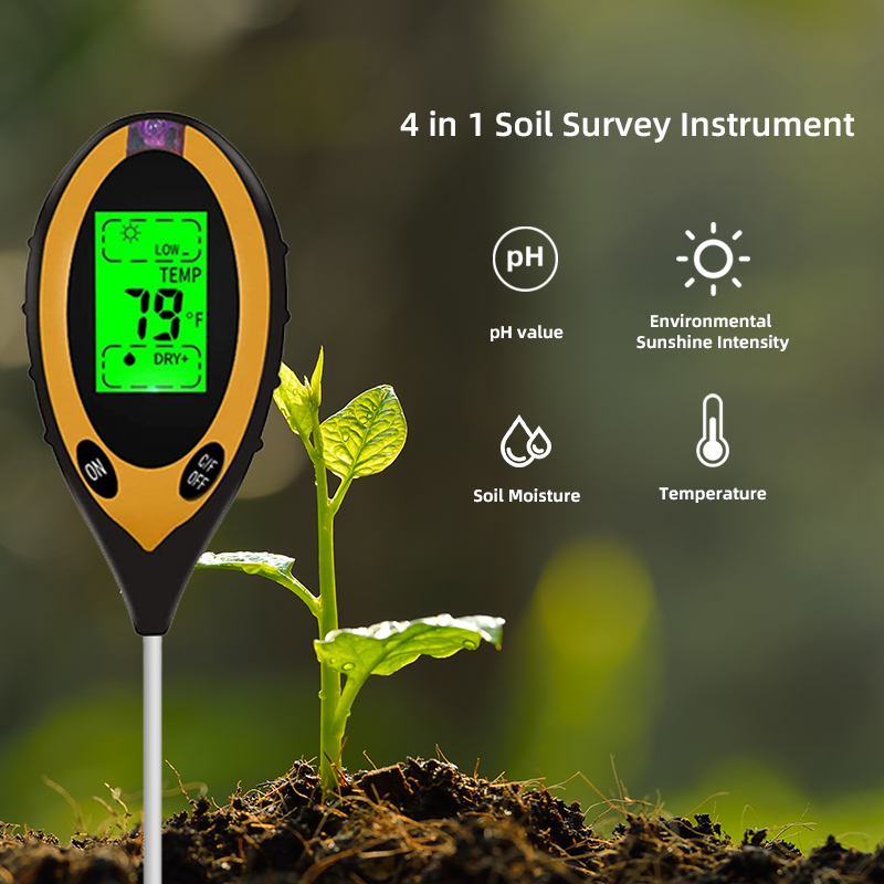 Soil Test Digital - เครื่องวัดค่า pH ดิน เครื่องวัดความชื้นในดิน เครื่องวัดอุณหภูมิ วัดความเข้มแสงแดด