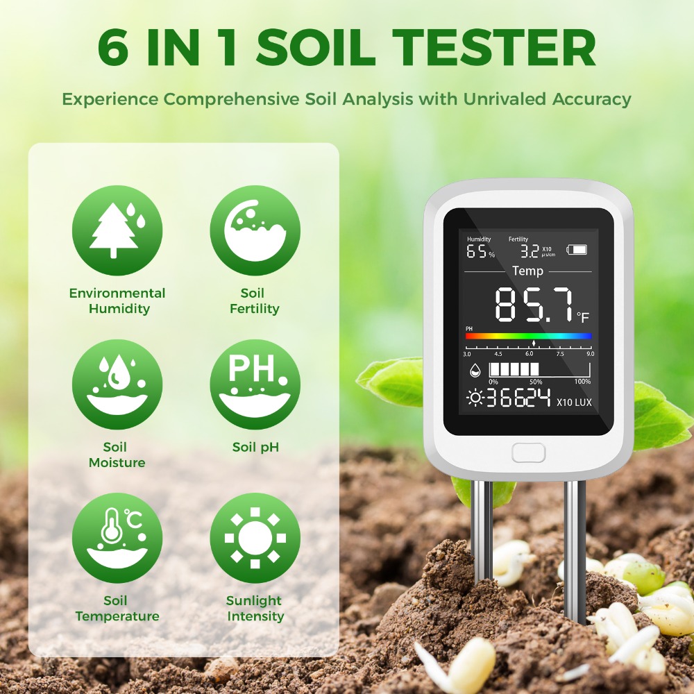ชุดทดสอบดิน 6-in-1 เครื่องวัดค - Soil Test Digital บทวิจารณ์และราคา