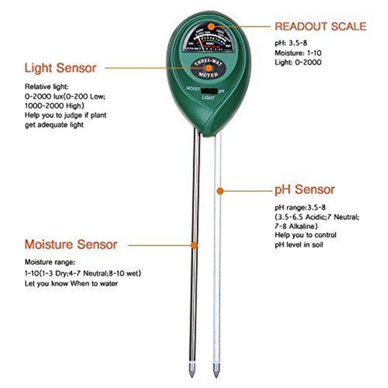 3 in 1 Soil PH Meter แสงแดด PH - Soil Test Digital บทวิจารณ์และราคา