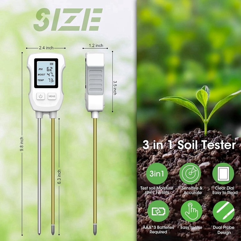เครื่องวัดความชื้นในดิน 3 in 1 - Soil Test Digital บทวิจารณ์และราคา