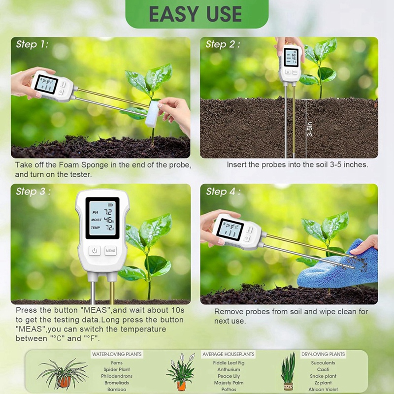 เครื่องวัดความชื้นในดิน 3 in 1 - Soil Test Digital บทวิจารณ์และราคา